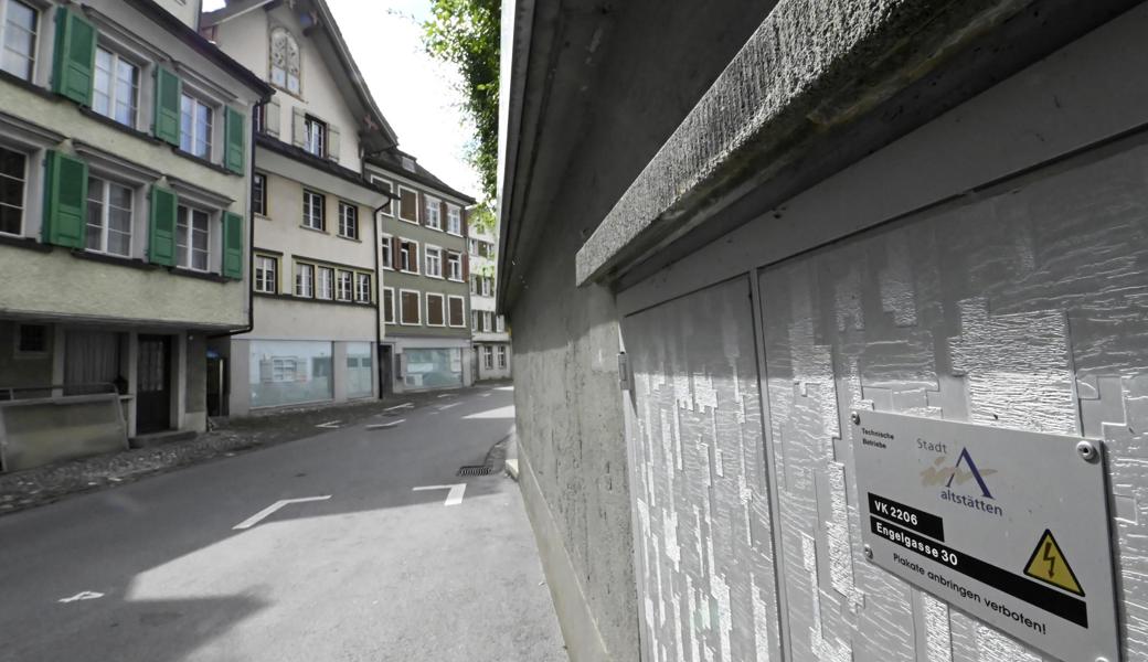 Der Altstätter Strom wird teurer. Verteilerkasten an der Ecke Pfluggasse-Engelgasse.  