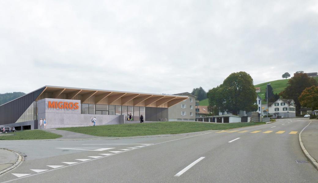 Der neue Migros-Supermarkt in Heiden ist zur Obereggerstrasse hin ausgerichtet.