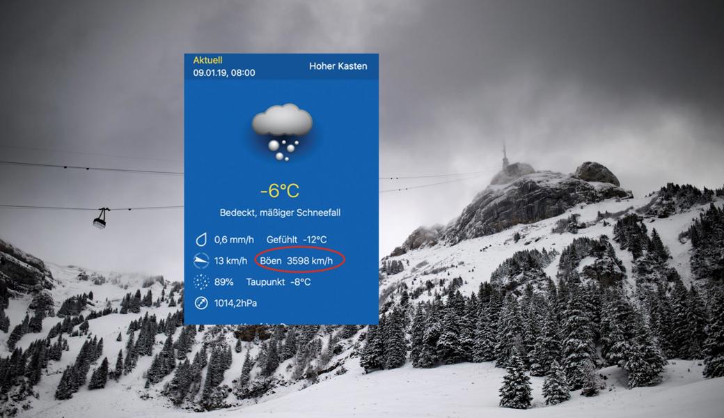 Diese Wetter-App sagt stürmische Zeiten auf dem Hohen Kasten voraus.