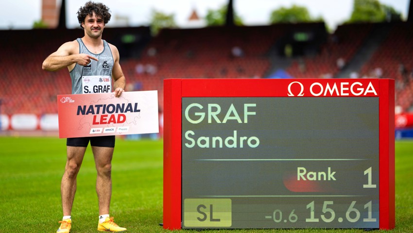 Sandro Graf vom KTV Altstätten sprang mit 15,61 Metern einen neuen persönlichen Rekord und ist aktuell der deutlich beste Dreispringer der Schweiz.