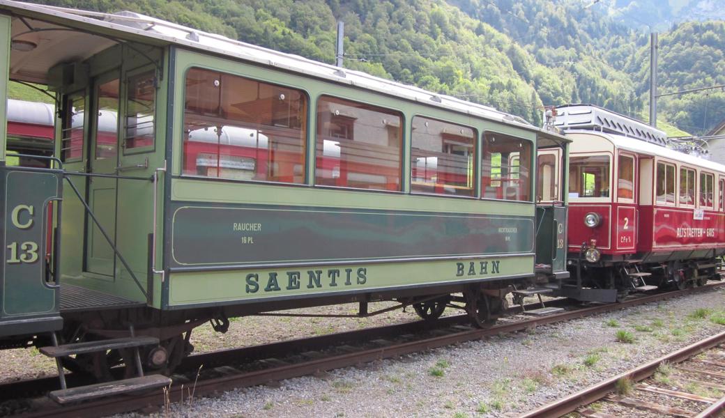 Per Bahn von Altstätten auf den Säntis: Eine Zugskomposition im Bahnmuseum in Wasserauen dokumentiert die damalige Vision einer entsprechenden Bahnverbindung. 