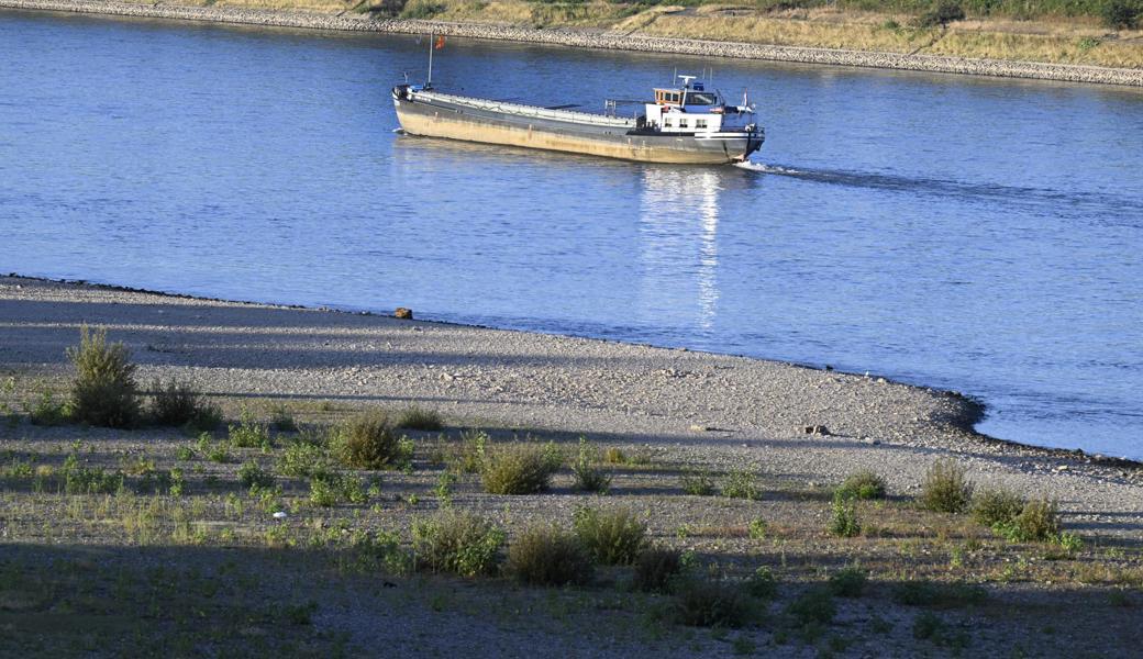 Der Rhein führt Niedrigwasser. Die Schiffe fahren teils nur noch mit viertel Ladung.