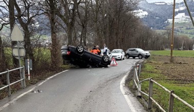 Frau krachte mit ihrem Auto gegen Brückengeländer, der Wagen überschlug sich