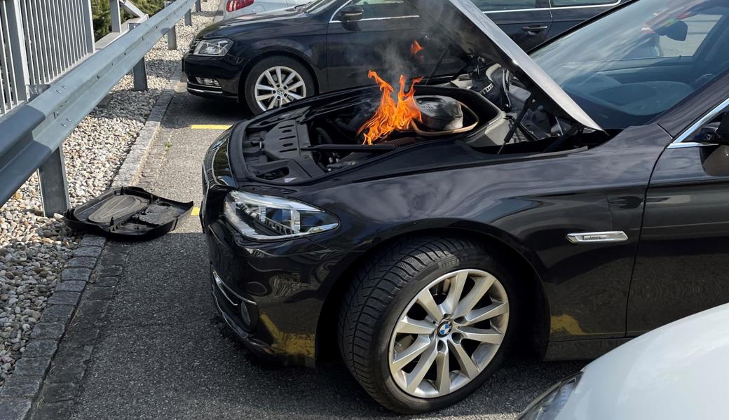 Die Polizeipatrouille konnte die Flammen löschen.