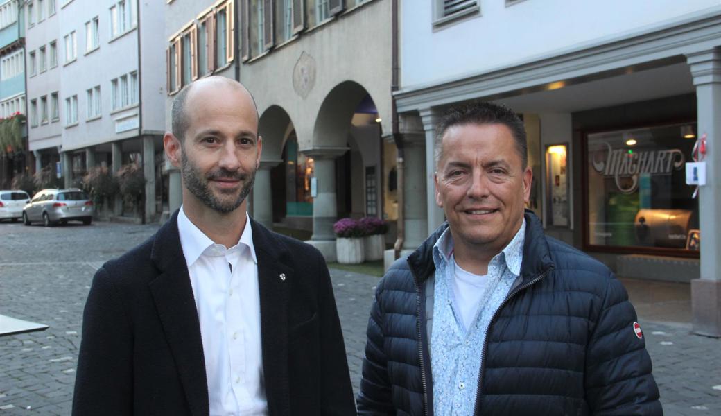 Die zwei FDP-Stadträte: Christoph Hanselmann (links) verteidigte den Sitz des nicht mehr angetretenen Reto Walser, Toni Loher wurde als Stadtrat mit dem drittbesten Resultat bestätigt.