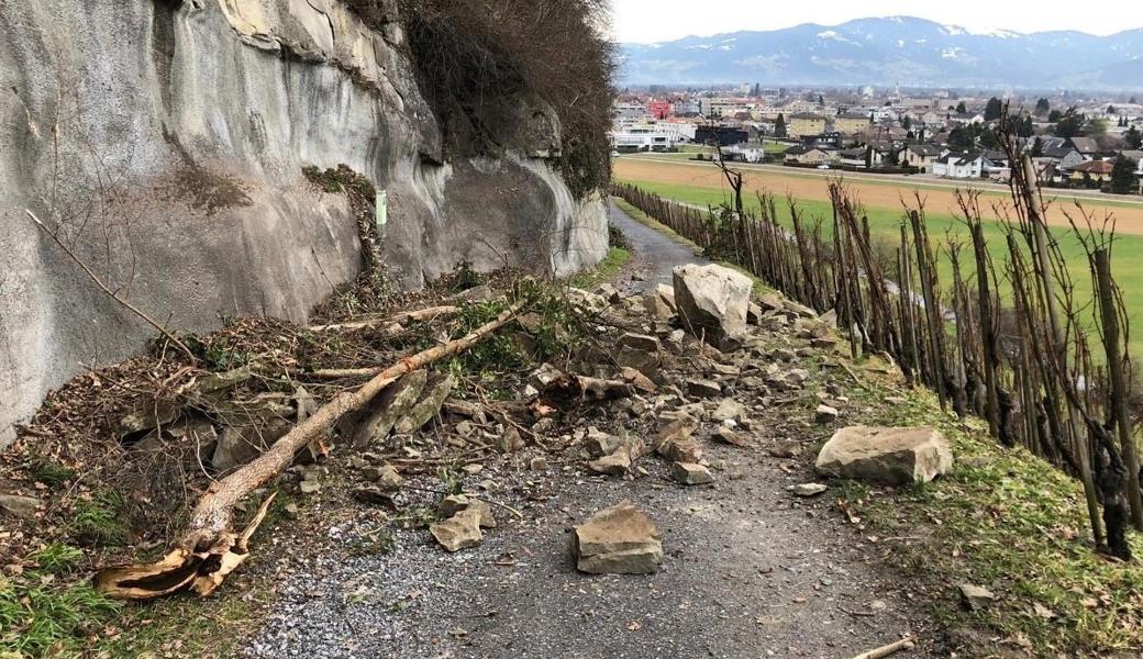 Die Felsbrocken stürzten auf den Grüeziweg.