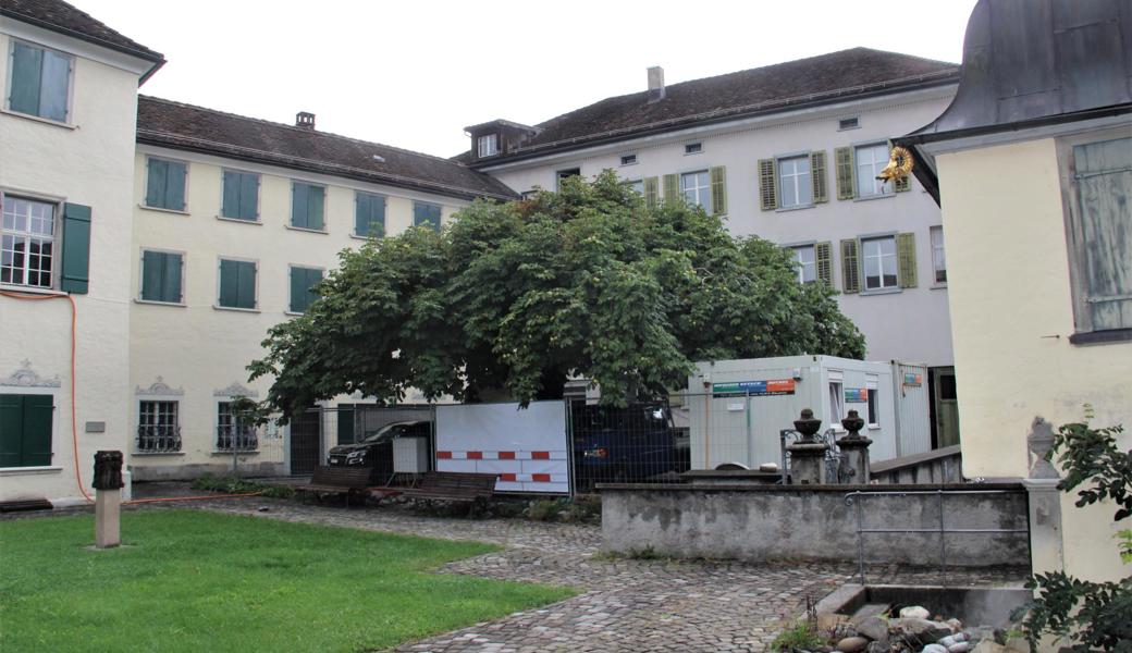 Baustelle Museum Prestegg. Die Baucontainer stehen seit Mitte letzter Woche.