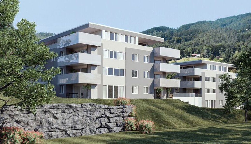 So werden die zwei neuen Mehrfamilienhäuser an der Bergstrasse aussehen.