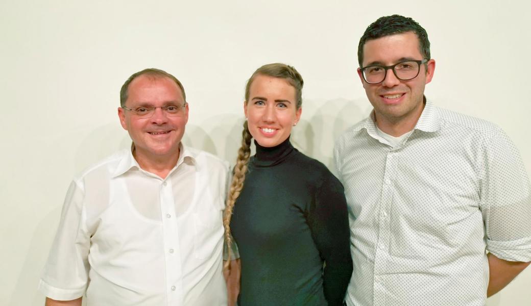 Wechsel im Vorstand (von links): Christof Benz, Präsident von 2013 bis 2019, Aline Schäpper (neu, Ressort Events), Marc Lüchinger, neu gewählter Präsident.