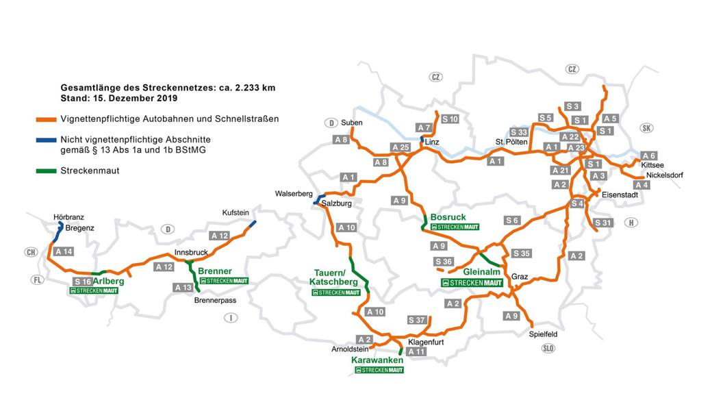 Die Neuerung gilt auch für vier weitere Autobahnteilstrecken in den Bundesländernn  Tirol, Salzburg und Oberösterreich.