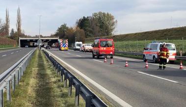 Bei Arbeiten im Montlinger Autobahntunnel verunfallt