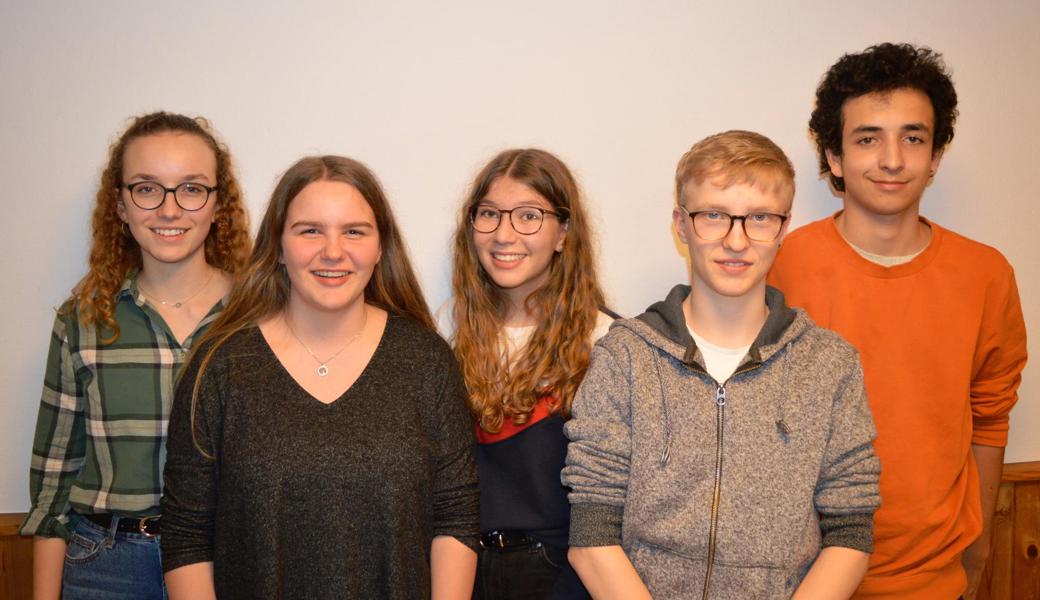 Der MVHO begrüsst fünf neue Mitglieder im Aktivverein (von links): Gina Schneider, Jael Claude, Sarah Schneider, Philipp Weber und Pedro 