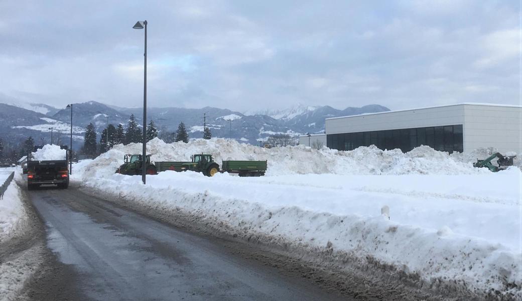 Das Schneedepot beim Allmendplatz Bildstöckli in Oberriet.