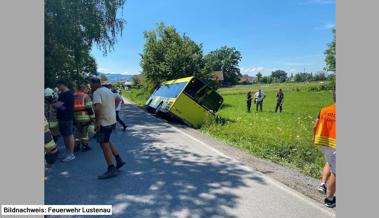 Linienbus in Strassengraben gefahren