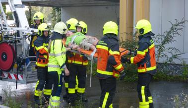 Spektakuläre Rettung aus rauchendem Gebäude