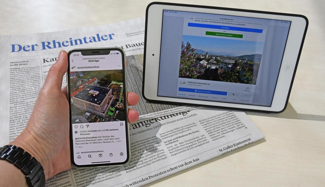 Die Gemeinden im Rheintal setzen neben der Tageszeitung mehr oder weniger intensiv auch auf Neue Medien, um mit der Bevölkerung zu kommunizieren. Au postet seit zehn Jahren regelmässig auf Facebook, Diepoldsau verbucht auf Instagram Erfolg.